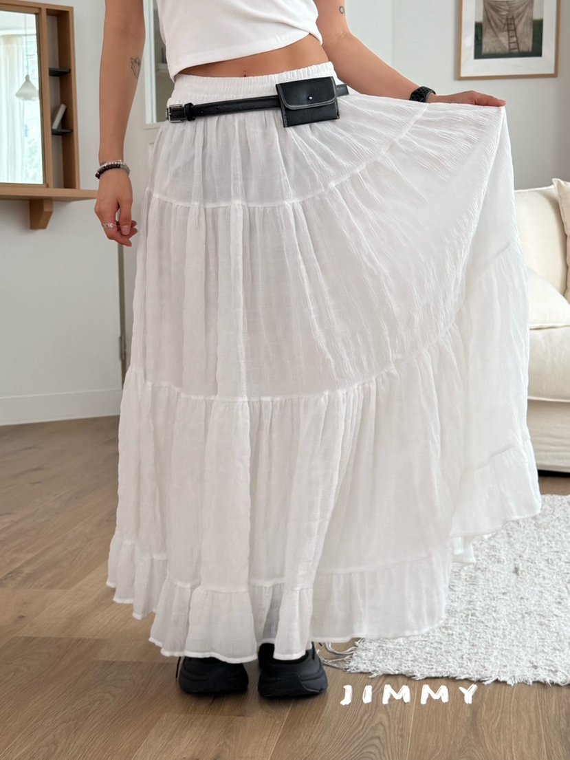 JIMMY東大門直郵女士新品休閑真品26春夏時尚人氣長裙荷葉邊JIMMY/REMAKE長裙