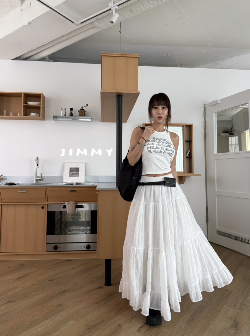 JIMMY東大門直郵女士新品休閑真品26春夏時尚人氣長裙荷葉邊JIMMY/REMAKE長裙