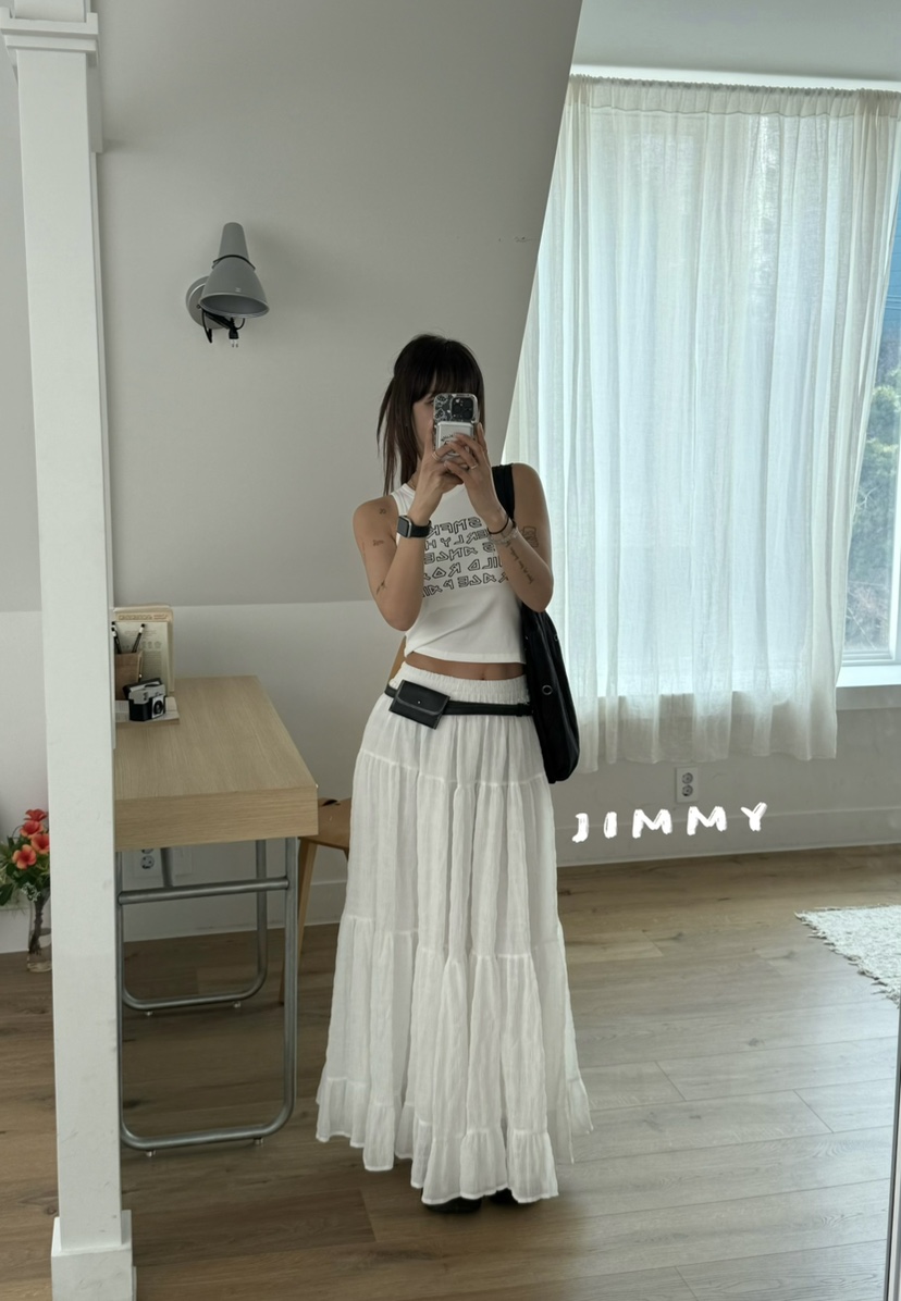 JIMMY東大門直郵女士新品休閑真品26春夏時尚人氣長裙荷葉邊JIMMY/REMAKE長裙