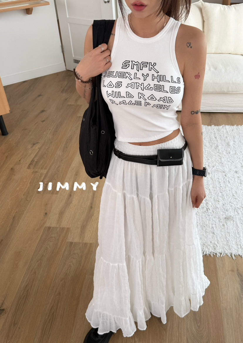 JIMMY東大門直郵女士新品休閑真品26春夏時尚人氣長裙荷葉邊JIMMY/REMAKE長裙