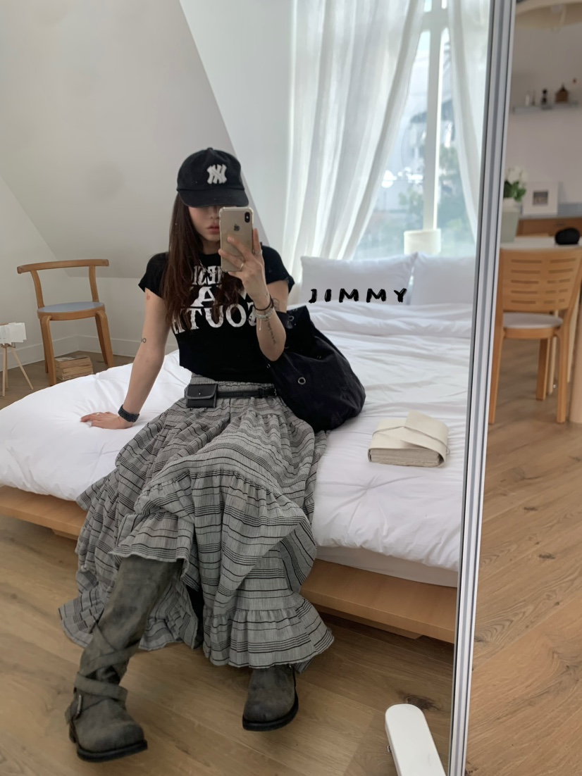 JIMMY東大門直郵女士新品休閑真品26春夏時尚人氣長裙荷葉邊JIMMY/REMAKE長裙