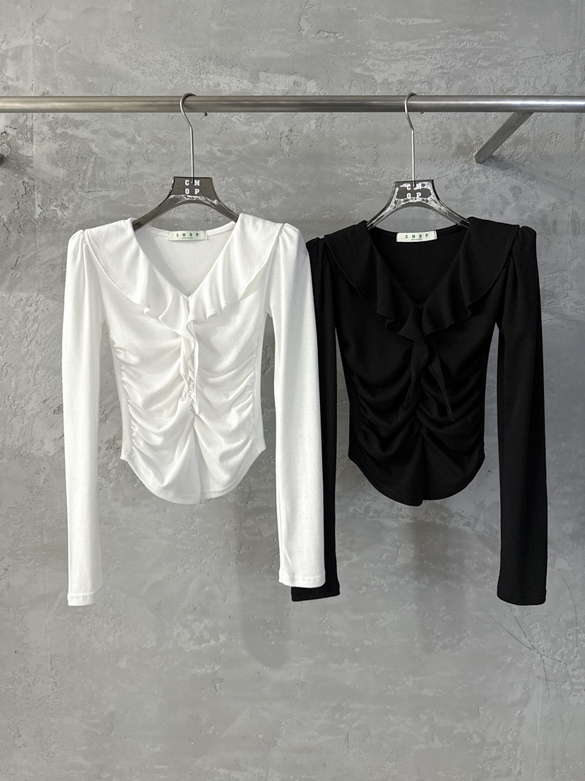 COME OPEN/HAPER東大門實拍女士新款人氣長袖T恤荷葉邊COME OPEN/HAPER長袖T恤