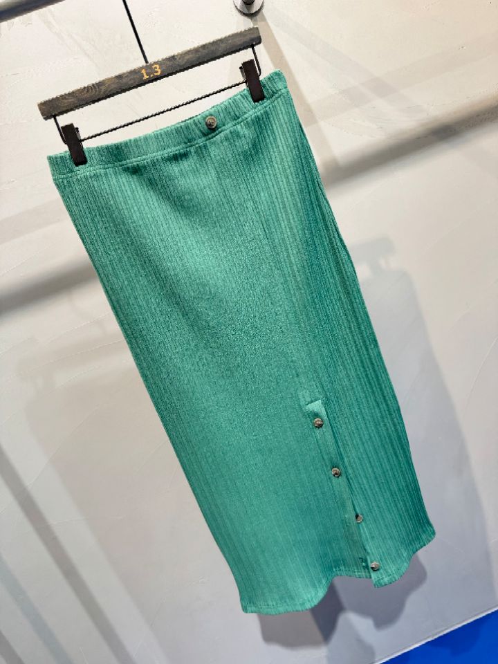 1.3韓國直郵女裝新款時尚26春夏熱賣休閑真品長裙紐扣羅紋1.3長裙