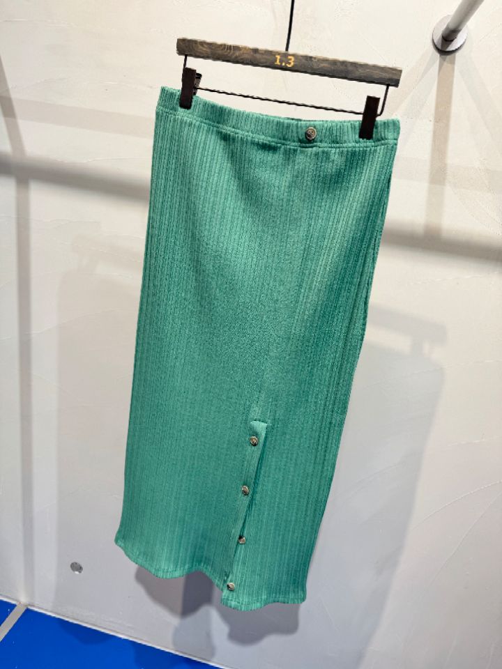 1.3韓國直郵女裝新款時尚26春夏熱賣休閑真品長裙紐扣羅紋1.3長裙