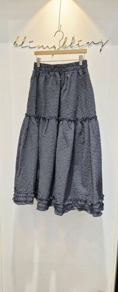 BLING BLING-S/RICO東大門實拍女士新款真品長裙荷葉邊格紋BLING BLING-S/RICO長裙