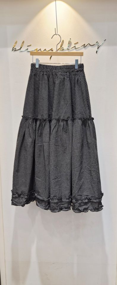 BLING BLING-S/RICO東大門實拍女士新款真品長裙荷葉邊格紋BLING BLING-S/RICO長裙