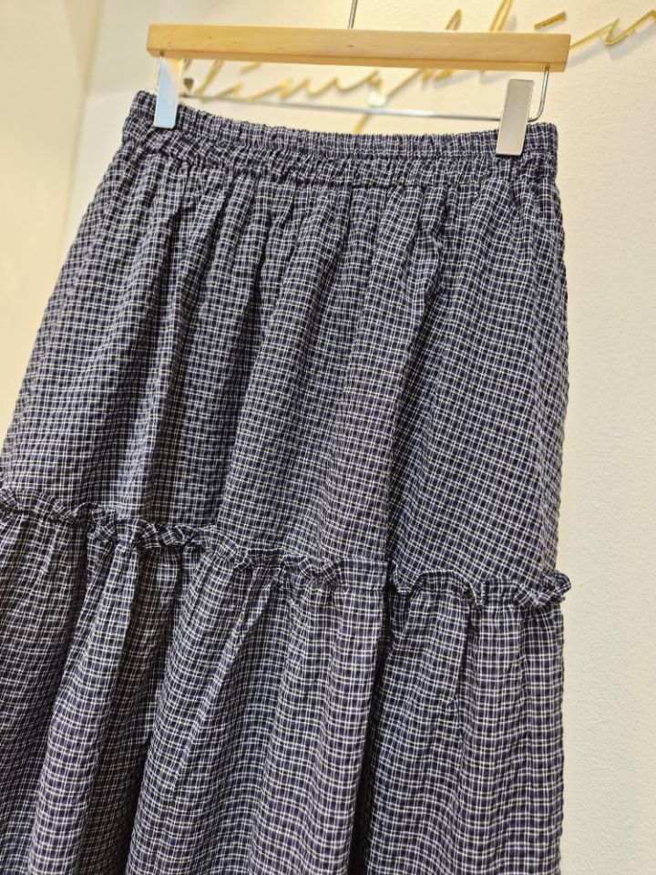 BLING BLING-S/RICO東大門實拍女士新款真品長裙荷葉邊格紋BLING BLING-S/RICO長裙