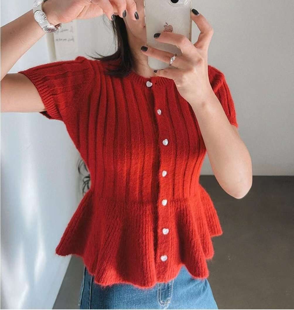 MARCIA-마샤-OT韓國東大門直郵女裝新品職業針織衫喇叭形開衫MARCIA針織衫