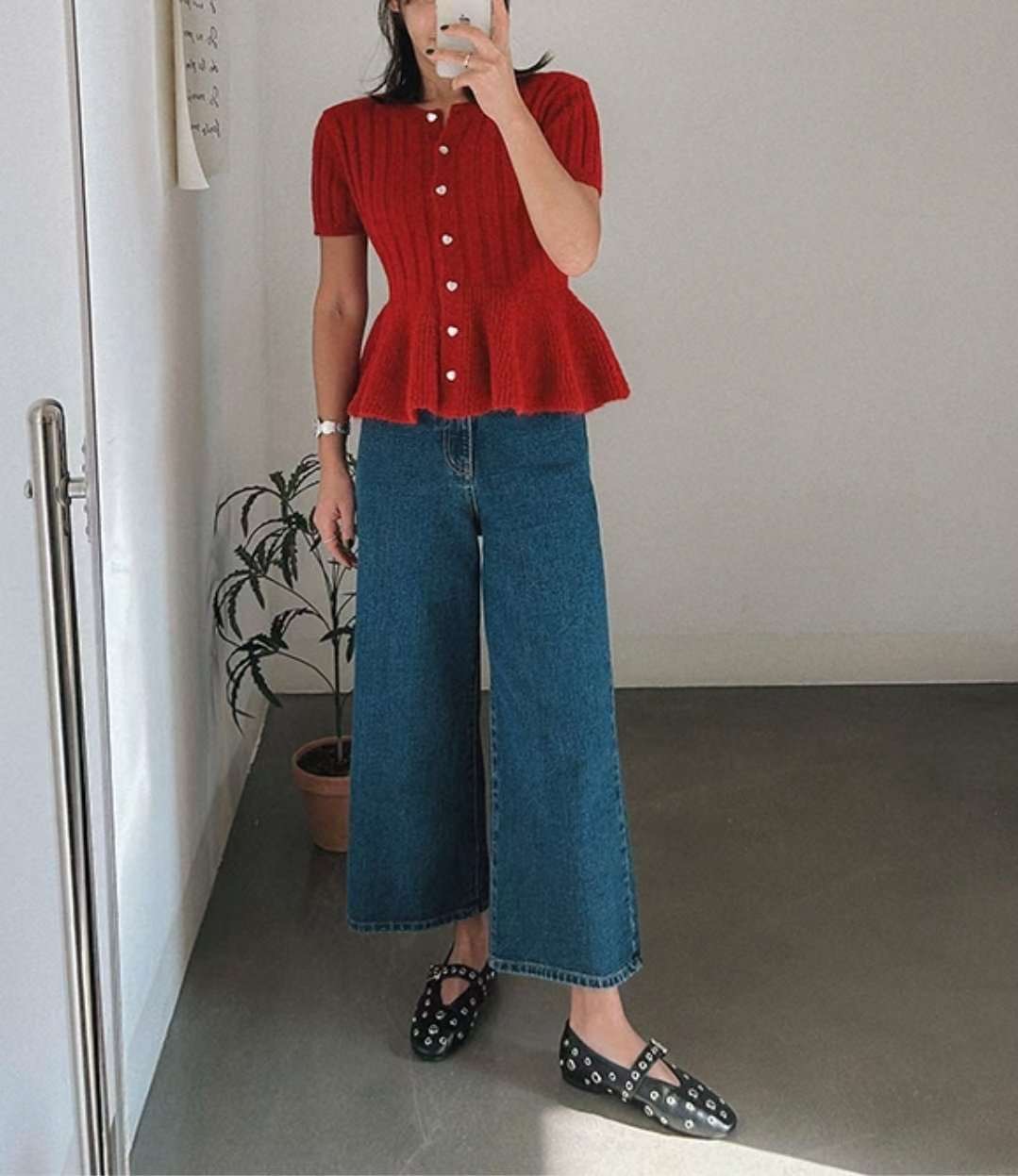 MARCIA-마샤-OT韓國東大門直郵女裝新品職業針織衫喇叭形開衫MARCIA針織衫