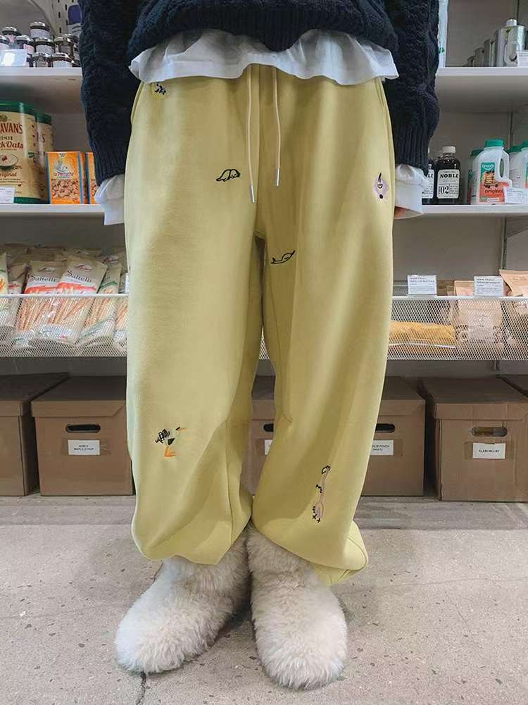 MARCIA-마샤-OT韓國直郵實拍女裝新品人氣休閑褲抓絨刺繡MARCIA休閑褲圖色3