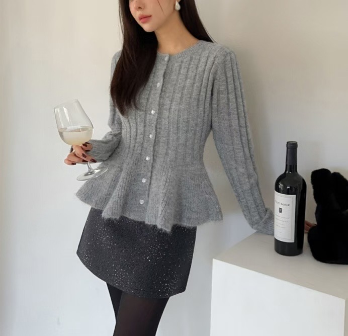 MARCIA-마샤-OT韓國代購女士新品熱賣針織衫喇叭形開衫MARCIA針織衫