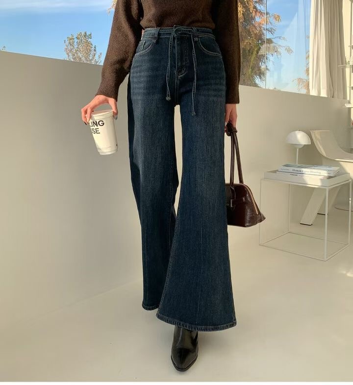 MARCIA-마샤-OT韓國東大門代購女裝新款時尚牛仔褲羊毛喇叭MARCIA牛仔褲