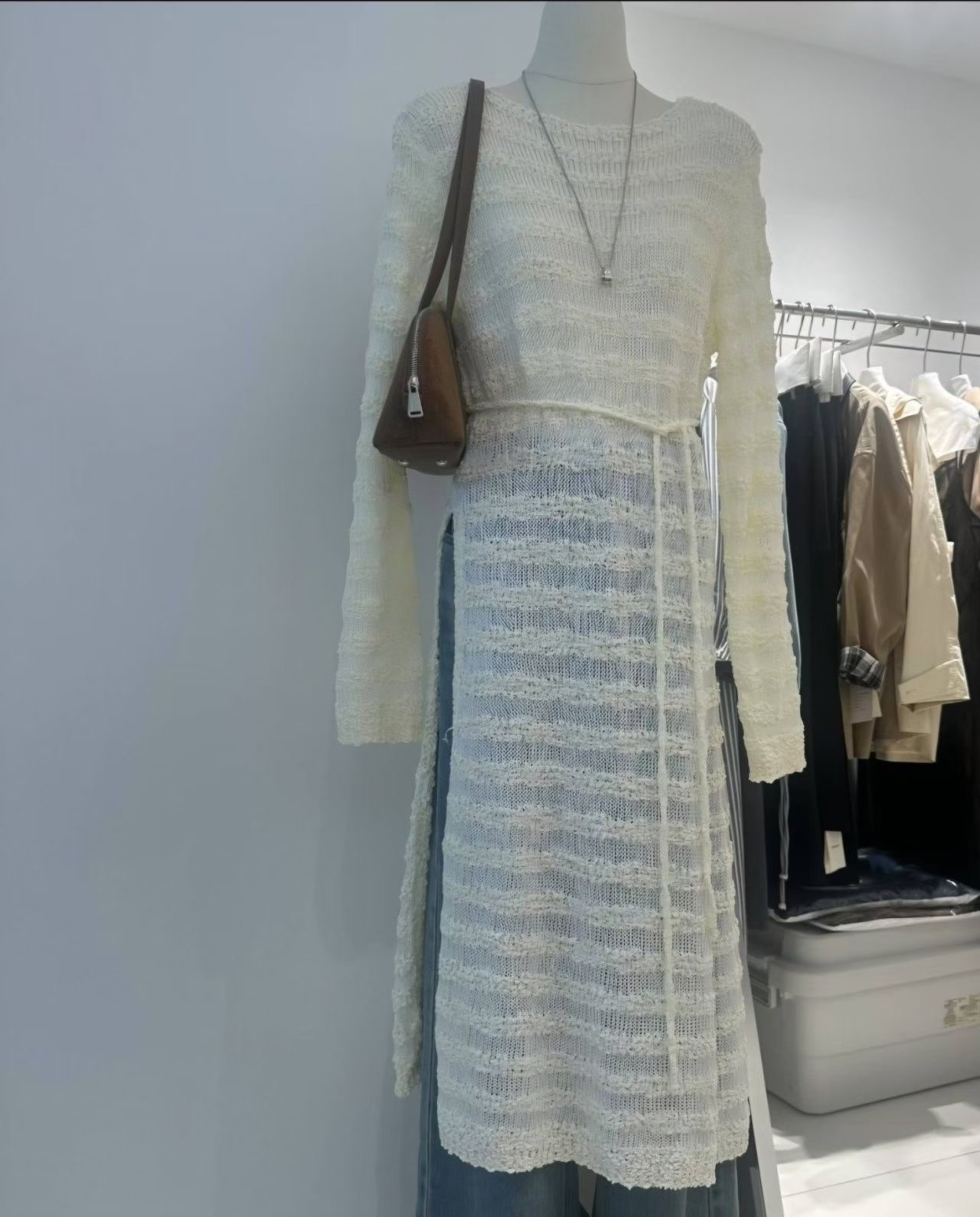 MARCIA-마샤-OT韓國直郵實拍女士新款職業連衣裙含腰繩開衩長款MARCIA連衣裙圖色1