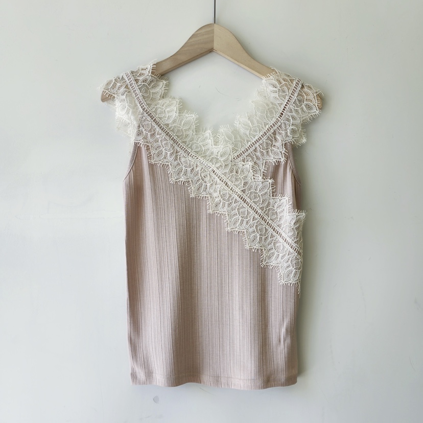 LA BLOOM韓國直郵實拍女裝新品熱賣時尚職業吊帶背心蕾絲La Bloom吊帶/背心圖色2