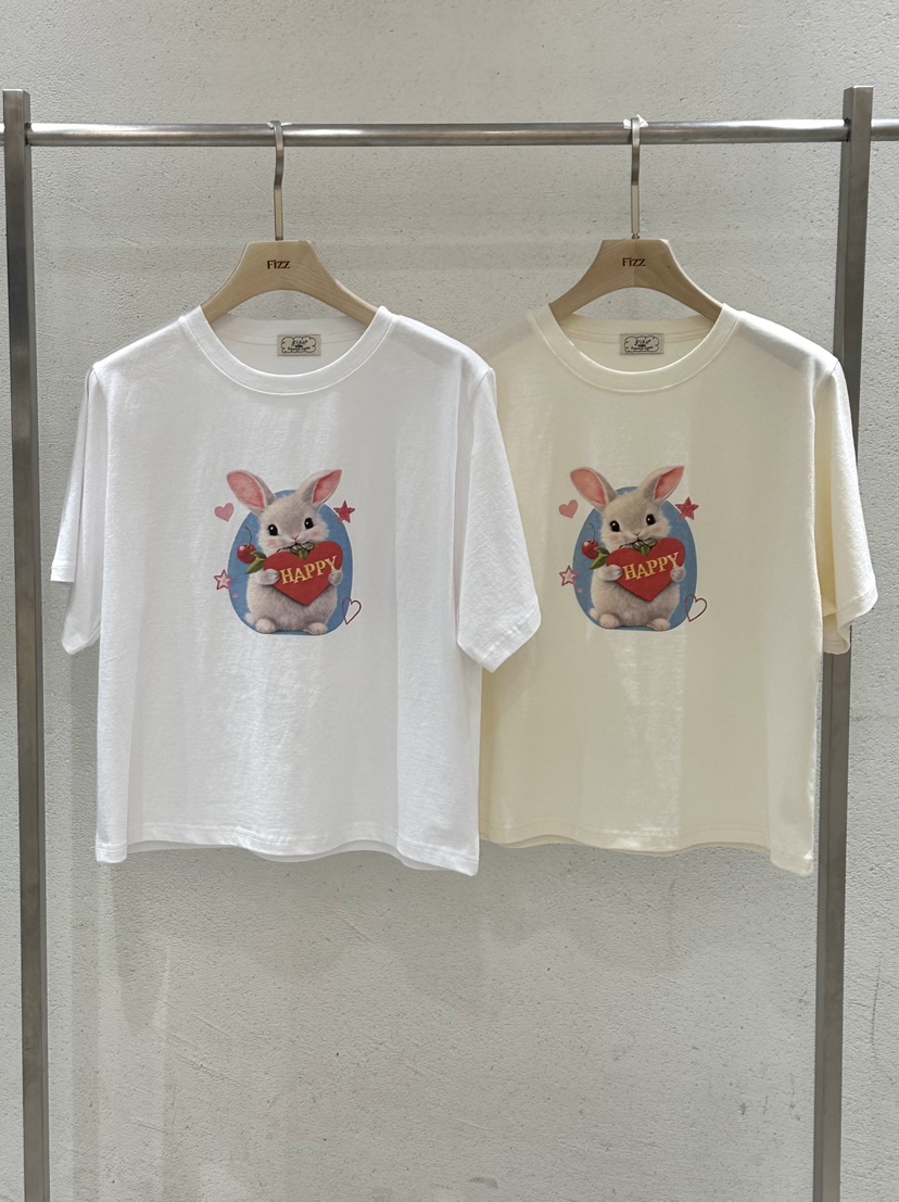 FIZZ韓國直郵女士新款推薦職業休閑26春夏人氣時尚T恤兔子FIZZT恤