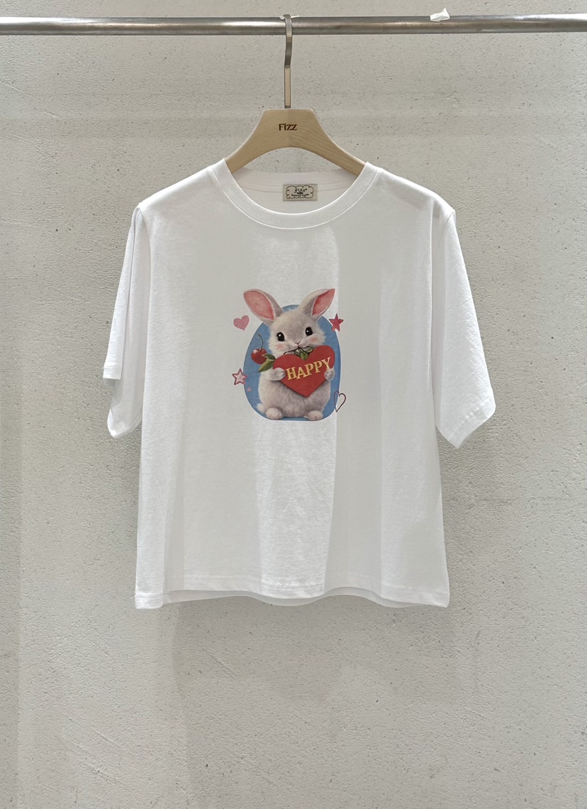 FIZZ韓國直郵女士新款推薦職業休閑26春夏人氣時尚T恤兔子FIZZT恤圖色2