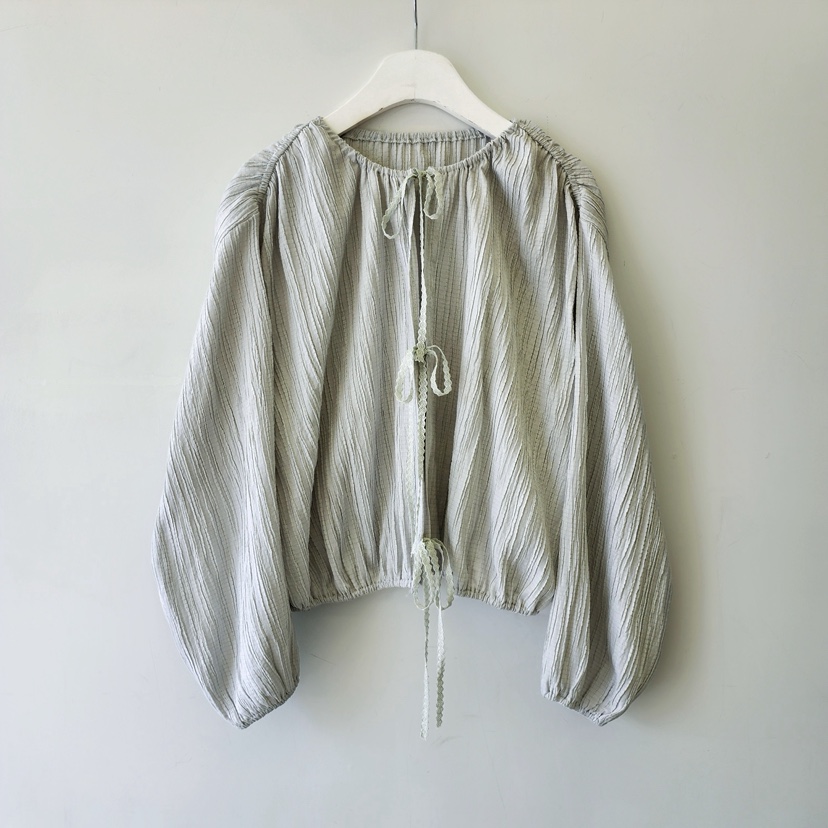 LA BLOOM韓國直郵實拍女裝新品人氣時尚襯衫蕾絲衫褶皺開衫La Bloom襯衫/蕾絲衫圖色2