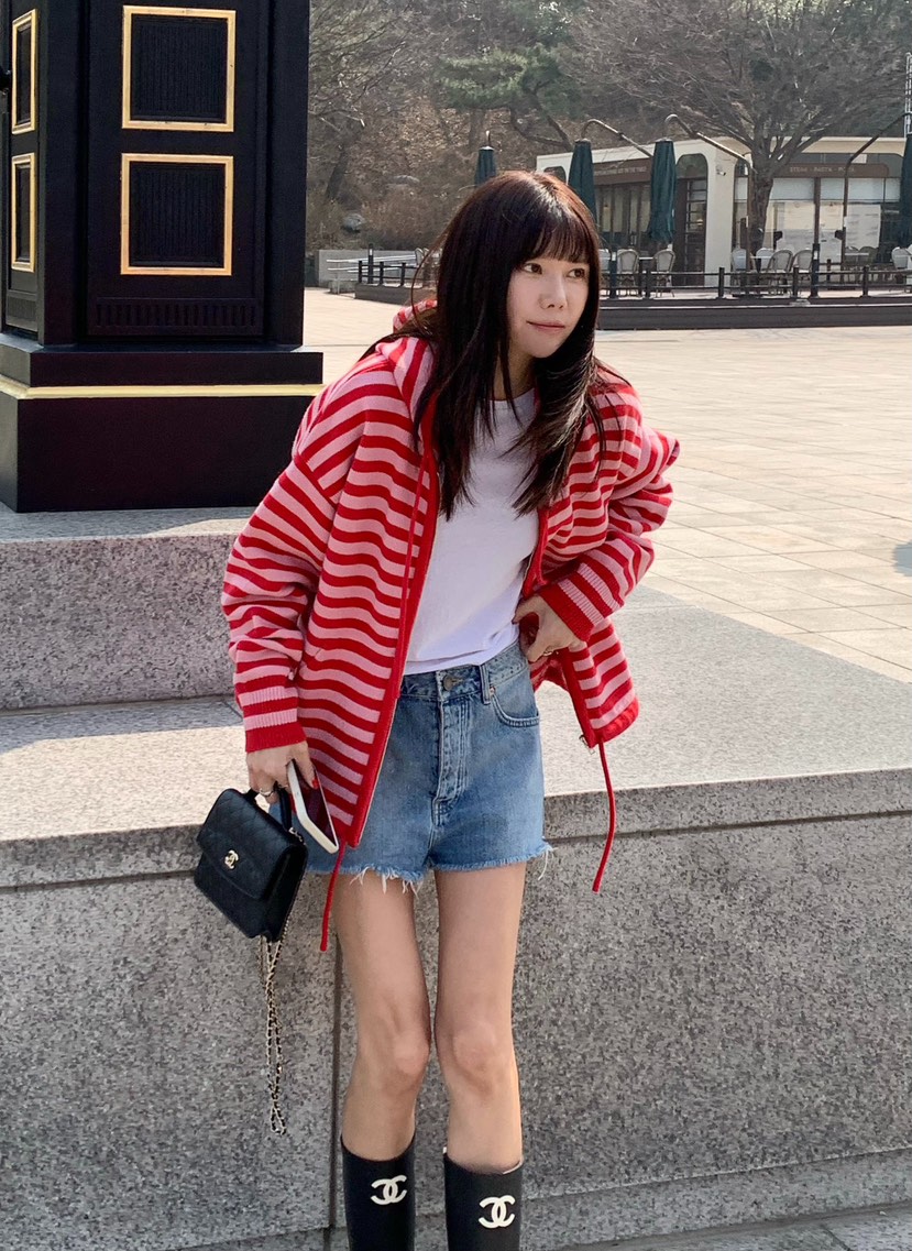 COURGETTE韓國直郵女裝新品人氣休閑推薦針織衫連帽衫拉鏈COURGETTE針織衫