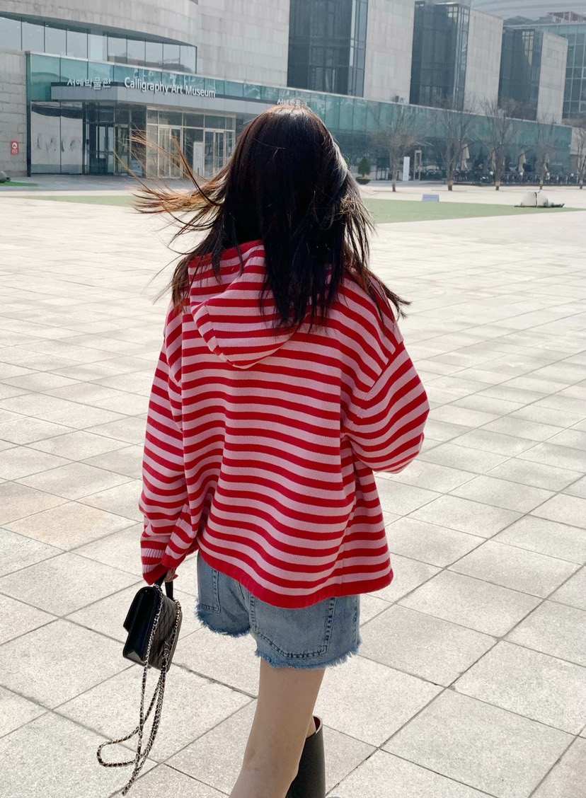 COURGETTE韓國直郵女裝新品人氣休閑推薦針織衫連帽衫拉鏈COURGETTE針織衫