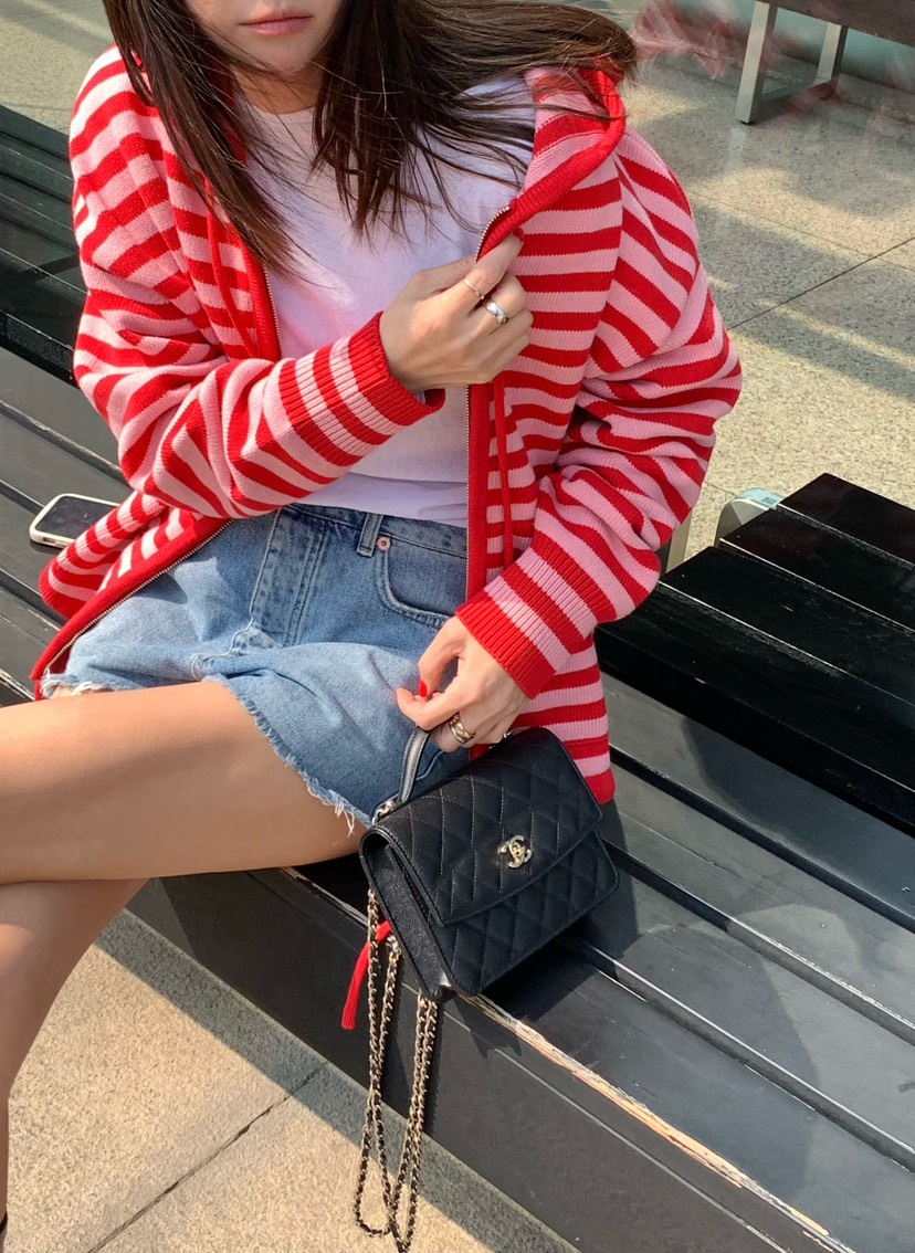 COURGETTE韓國直郵女裝新品人氣休閑推薦針織衫連帽衫拉鏈COURGETTE針織衫