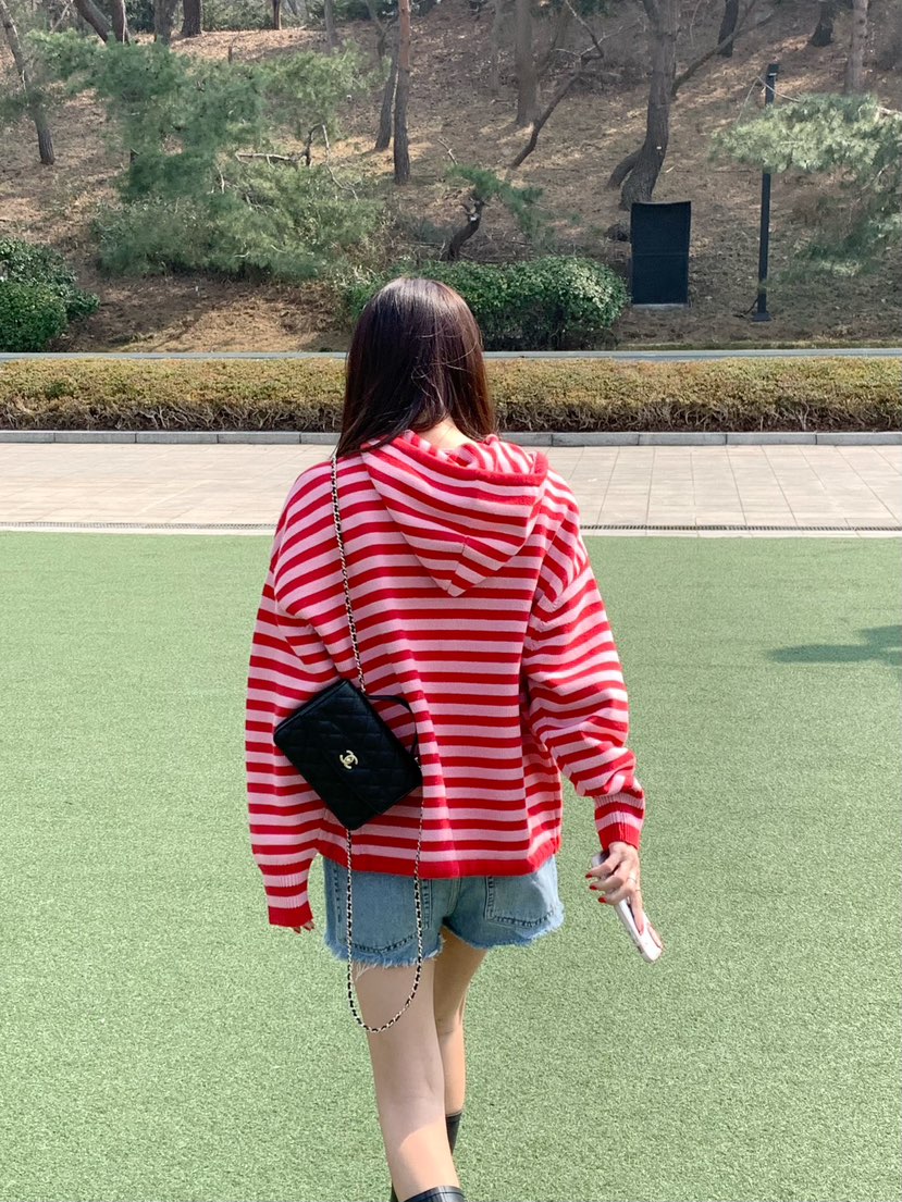 COURGETTE韓國直郵女裝新品人氣休閑推薦針織衫連帽衫拉鏈COURGETTE針織衫