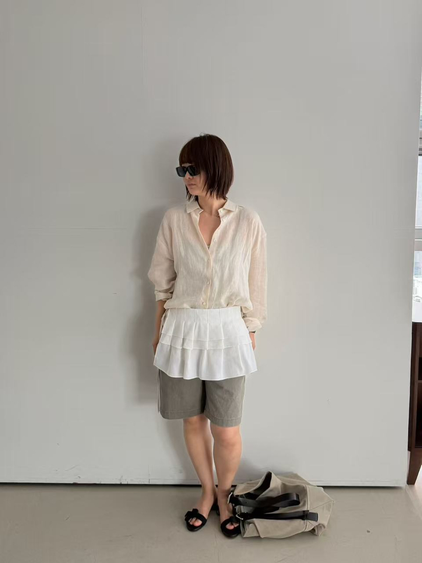 OLI SEOUL韓國直郵女士新品休閑熱賣襯衫蕾絲衫絲質亞麻OLI SEOUL襯衫/蕾絲衫