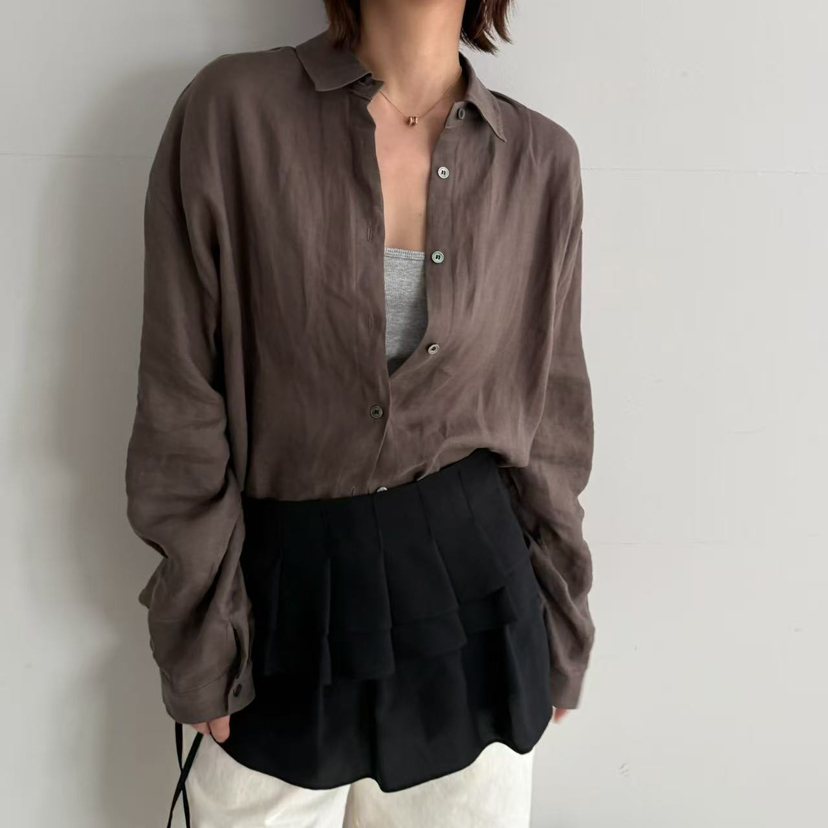 OLI SEOUL韓國直郵女士新品休閑熱賣襯衫蕾絲衫絲質亞麻OLI SEOUL襯衫/蕾絲衫