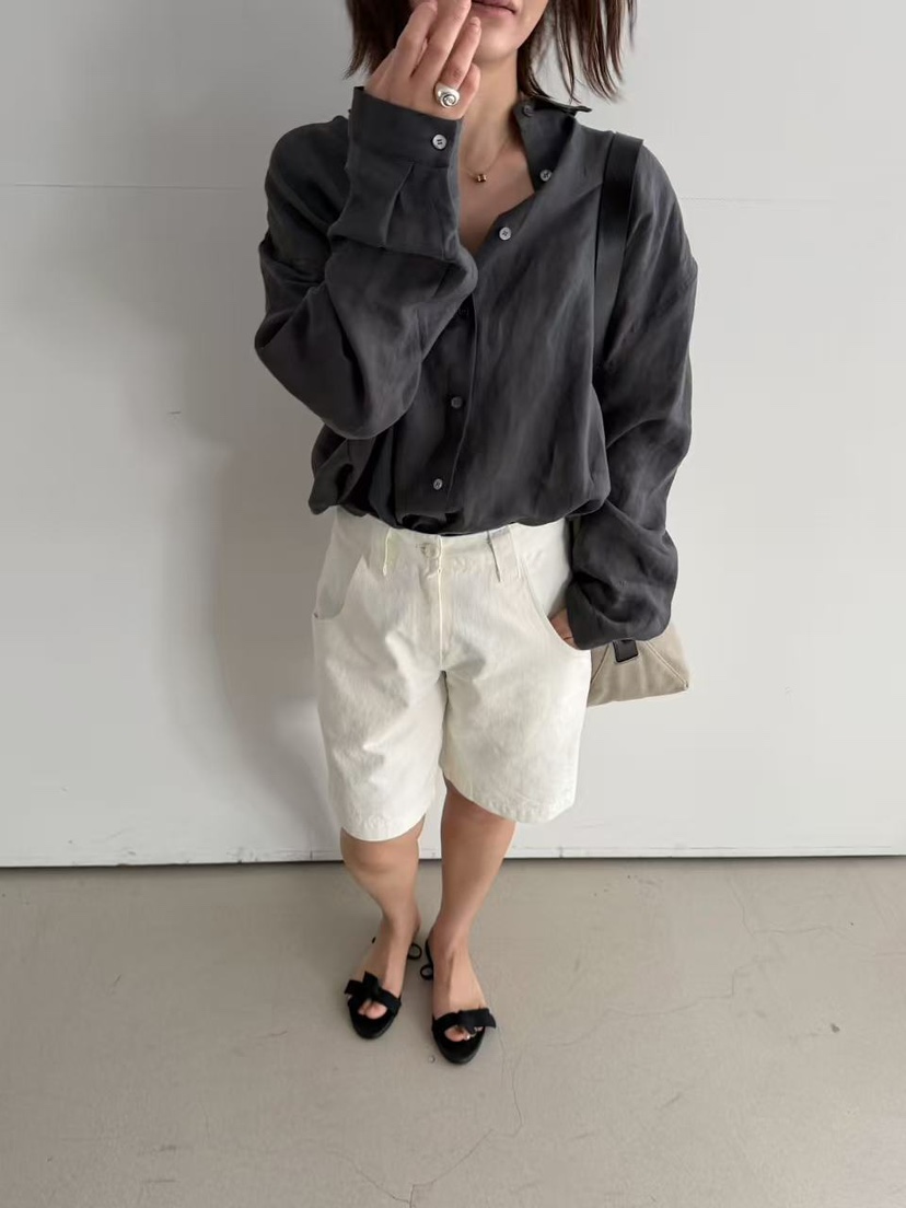 OLI SEOUL韓國直郵女士新品休閑熱賣襯衫蕾絲衫絲質亞麻OLI SEOUL襯衫/蕾絲衫