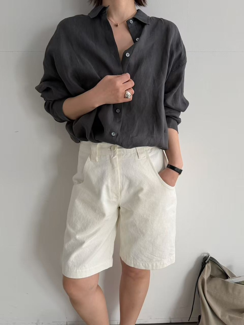 OLI SEOUL韓國直郵女士新品休閑熱賣襯衫蕾絲衫絲質亞麻OLI SEOUL襯衫/蕾絲衫