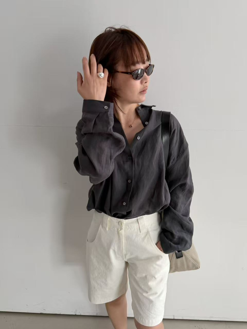 OLI SEOUL韓國直郵女士新品休閑熱賣襯衫蕾絲衫絲質亞麻OLI SEOUL襯衫/蕾絲衫