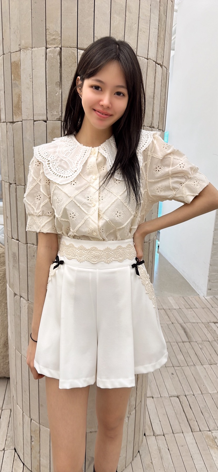 YARD韓國東大門代購女裝新品推薦職業襯衫蕾絲衫刺繡棉質YARD襯衫/蕾絲衫