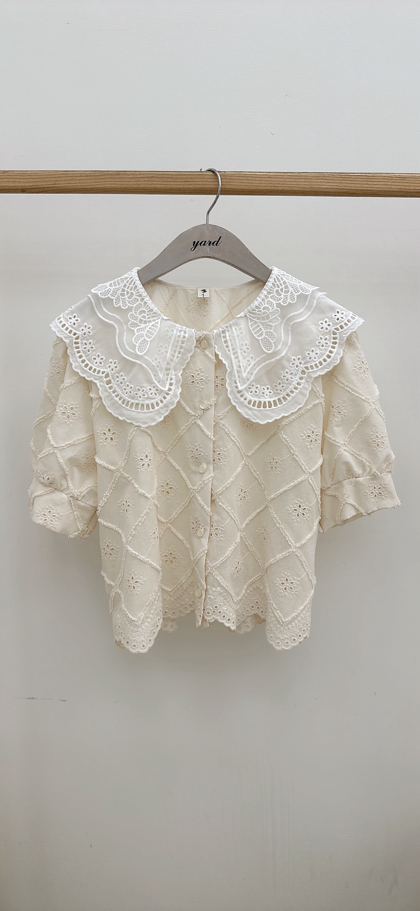 YARD韓國東大門代購女裝新品推薦職業襯衫蕾絲衫刺繡棉質YARD襯衫/蕾絲衫圖色2