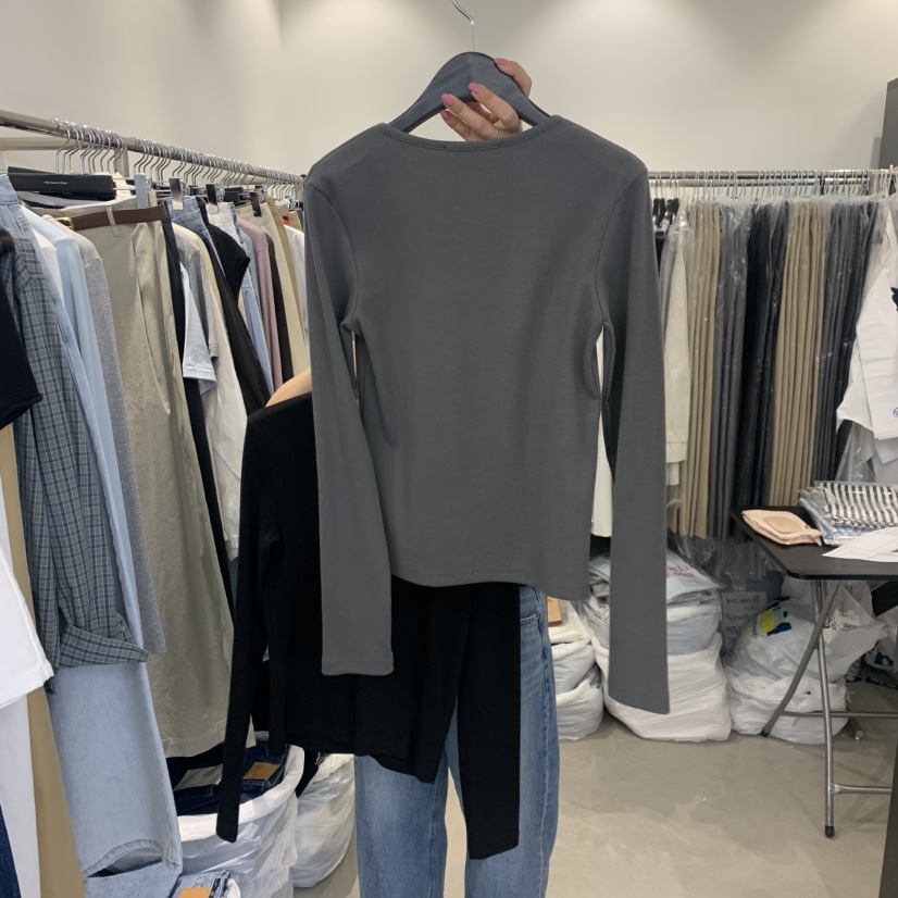 THE SECOND GROW韓國直郵女裝新品休閑職業長袖T恤羅紋THE SECOND GROW長袖T恤