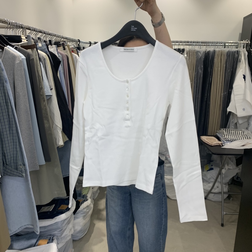 THE SECOND GROW韓國直郵女裝新品休閑職業長袖T恤羅紋THE SECOND GROW長袖T恤圖色1