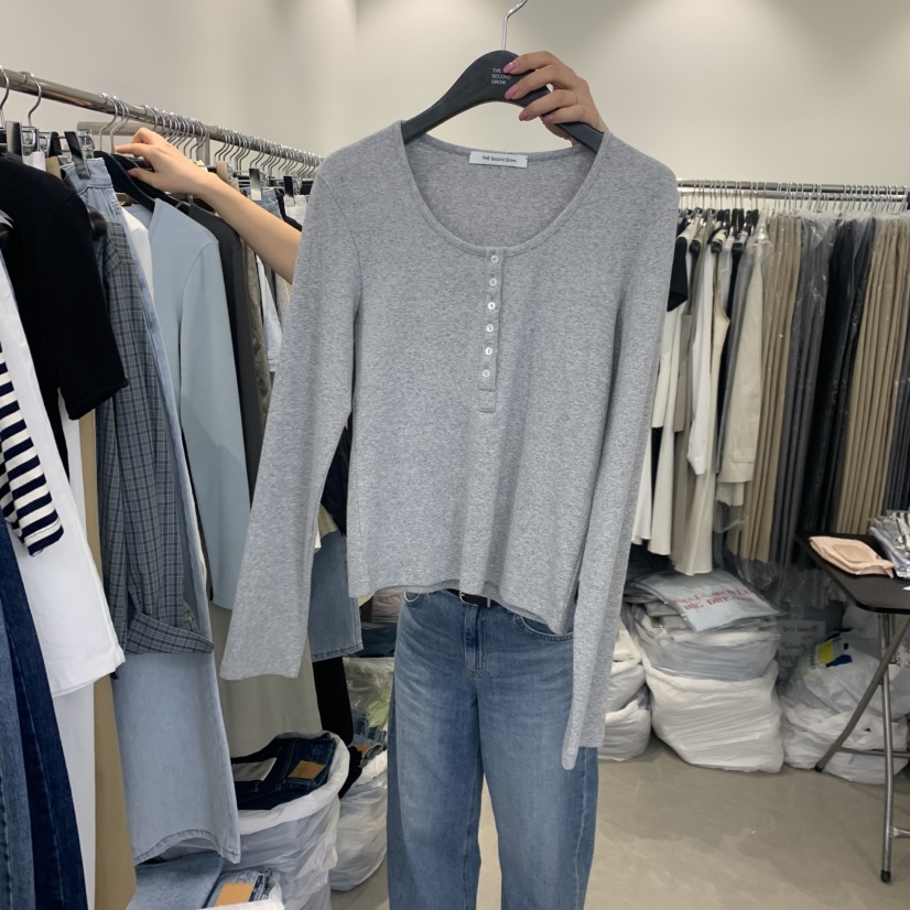 THE SECOND GROW韓國直郵女裝新品休閑職業長袖T恤羅紋THE SECOND GROW長袖T恤圖色2