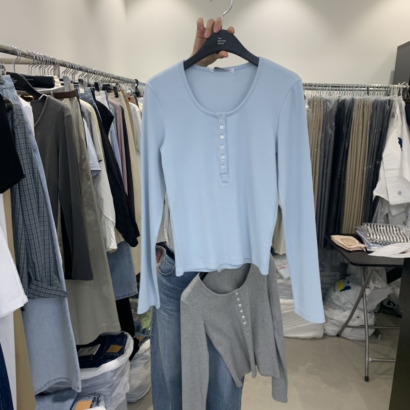 THE SECOND GROW韓國直郵女裝新品休閑職業長袖T恤羅紋THE SECOND GROW長袖T恤圖色3