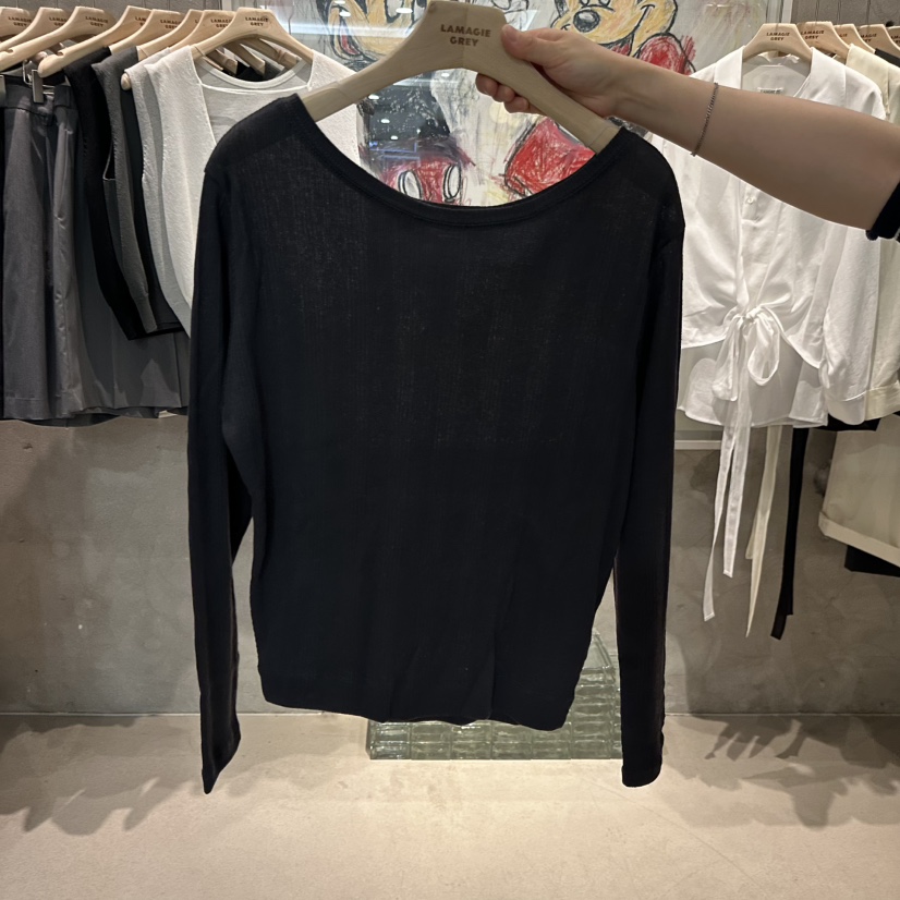 LAMAGIEPIE/LAMAGIE GREY韓國直郵實拍女士新品時尚長袖T恤LAMAGIEPIE/LAMAGIE GREY長袖T恤圖色2墨色