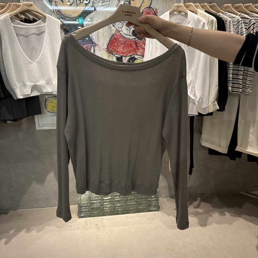 LAMAGIEPIE/LAMAGIE GREY韓國直郵實拍女士新品時尚長袖T恤LAMAGIEPIE/LAMAGIE GREY長袖T恤圖色4灰米色