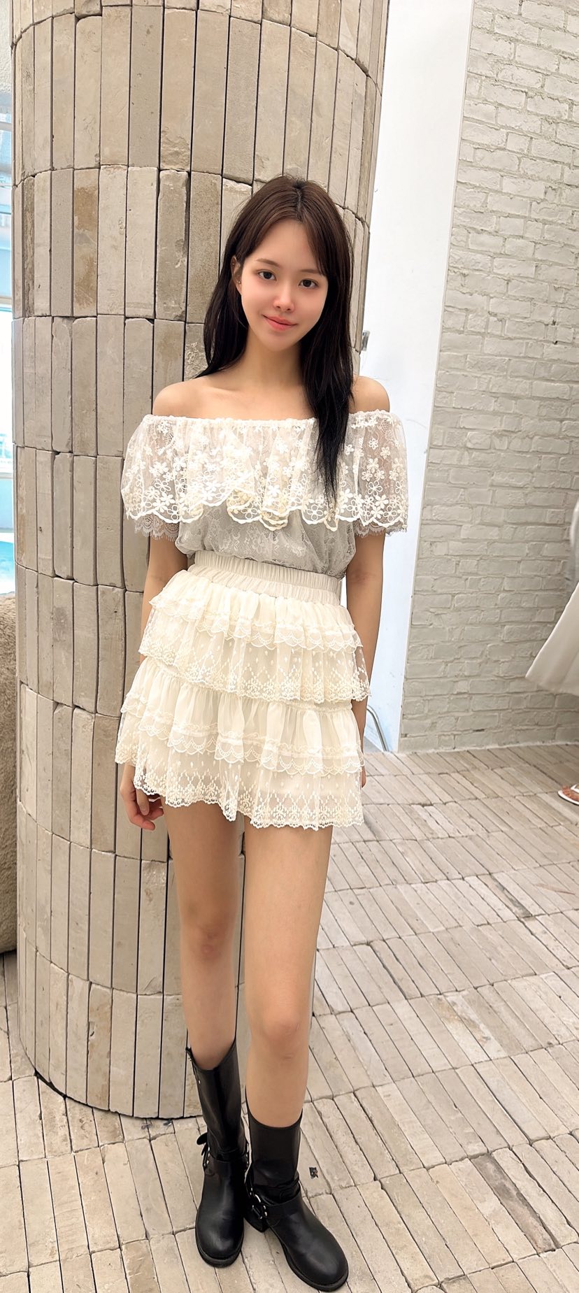 YARD韓國直郵實拍女裝新款人氣26春夏熱賣推薦短裙刺繡雪紡YARD短裙