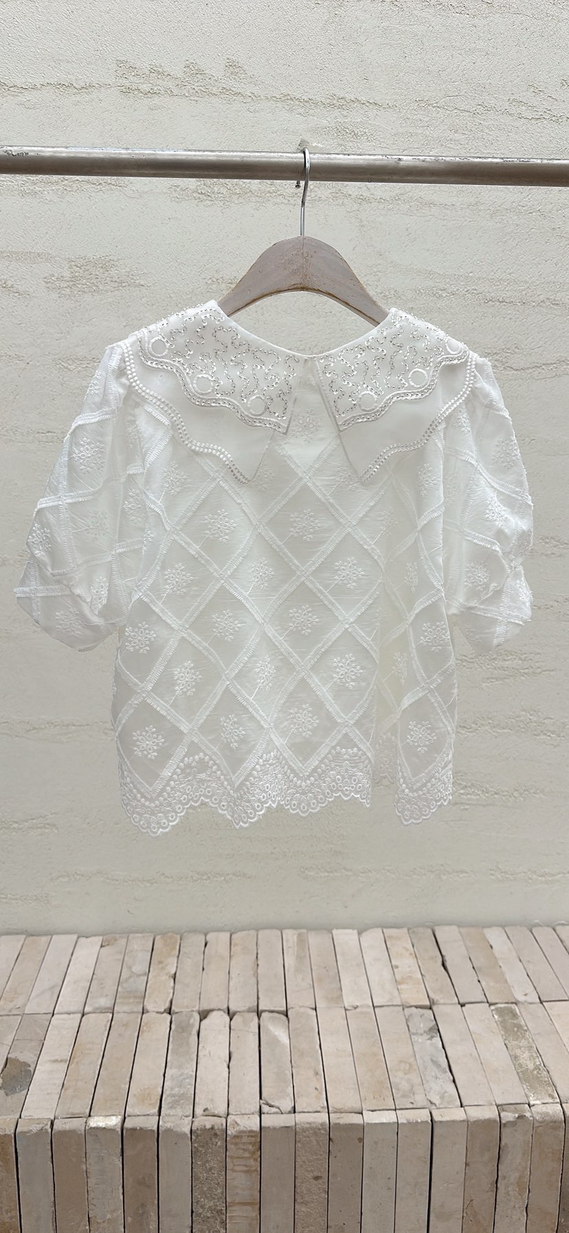 YARD韓國直郵女裝新款時尚推薦休閑熱賣襯衫蕾絲衫刺繡雙領YARD襯衫/蕾絲衫