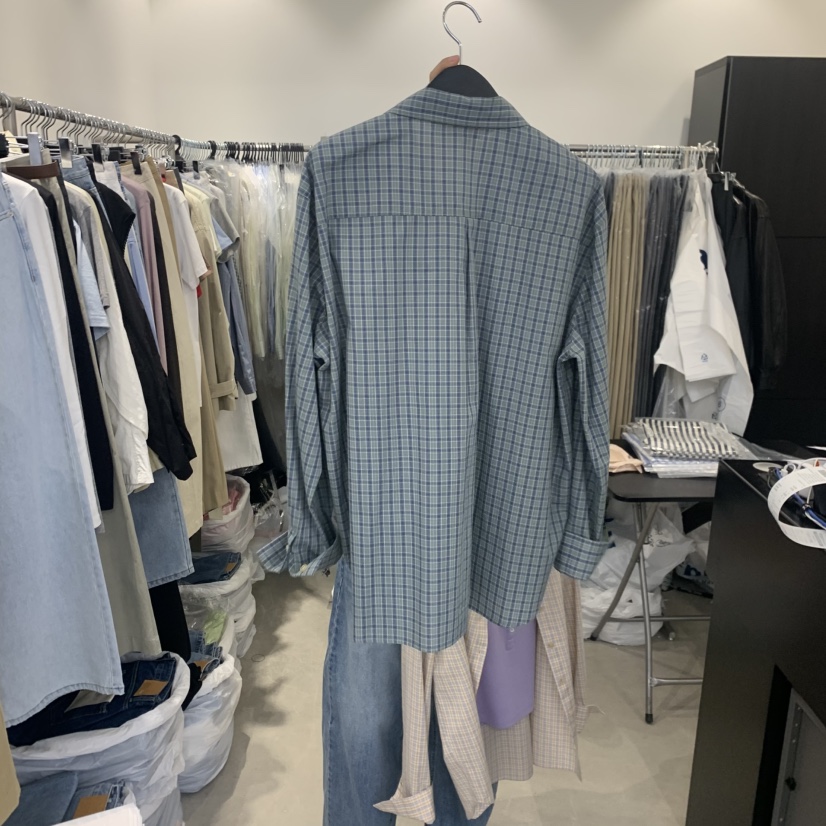 THE SECOND GROW韓國代購女士新款時尚襯衫蕾絲衫不含內搭格紋THE SECOND GROW襯衫/蕾絲衫