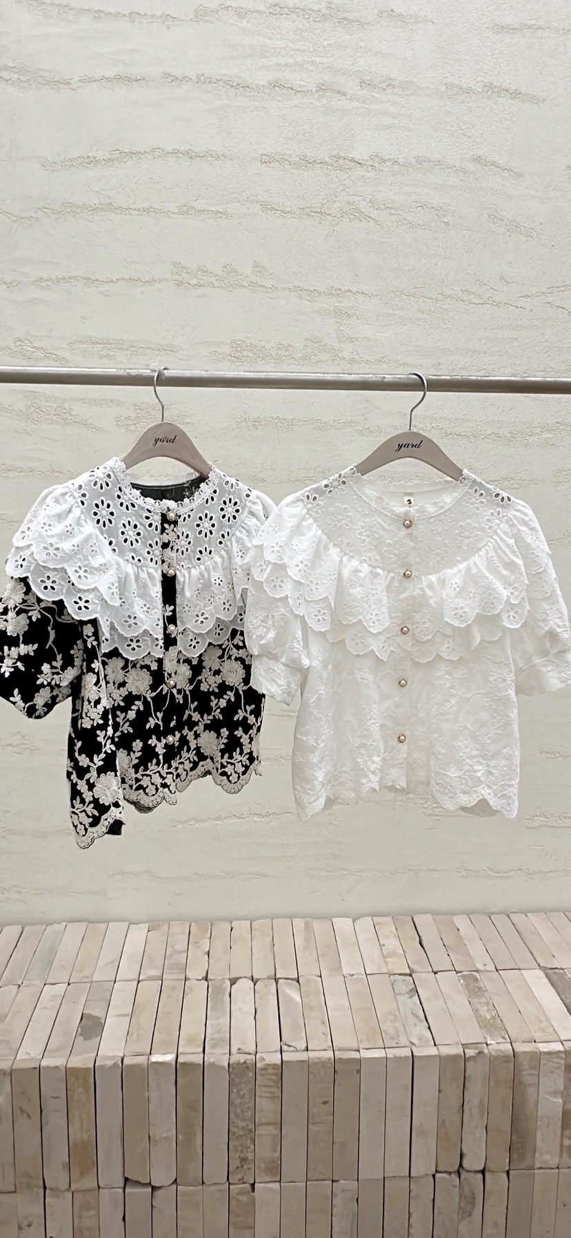 YARD韓國直郵女裝新品熱賣時尚人氣職業襯衫蕾絲衫刺繡棉質YARD襯衫/蕾絲衫