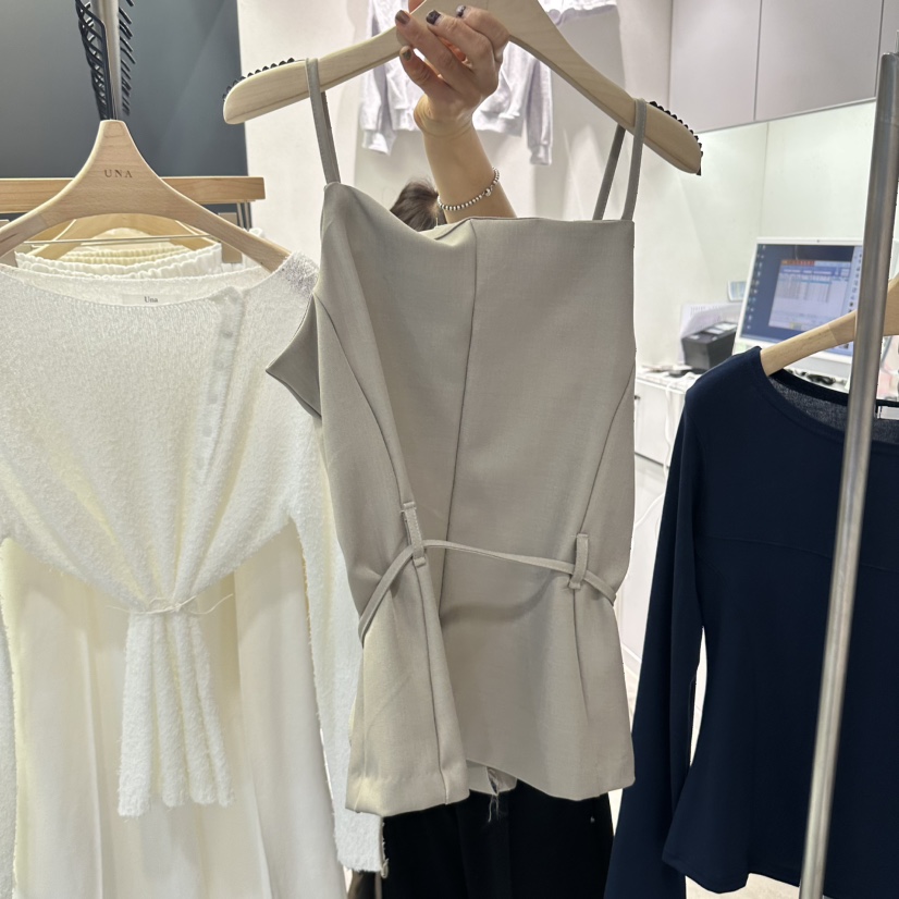 UNA/THE MAY韓國東大門直郵女裝新款人氣時尚馬甲含腰繩THEMAY/UNA馬甲