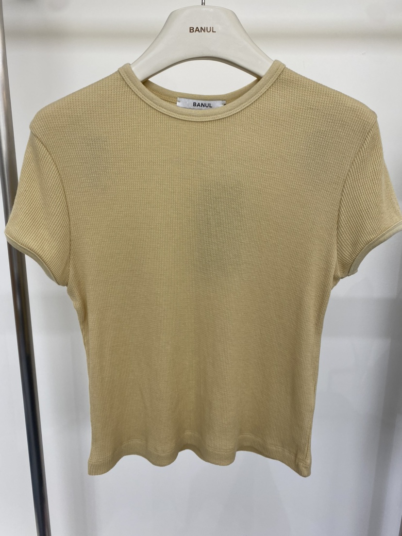 BANUL韓國東大門直郵女士新款職業休閑26春夏人氣T恤華夫格BANULT恤圖色1