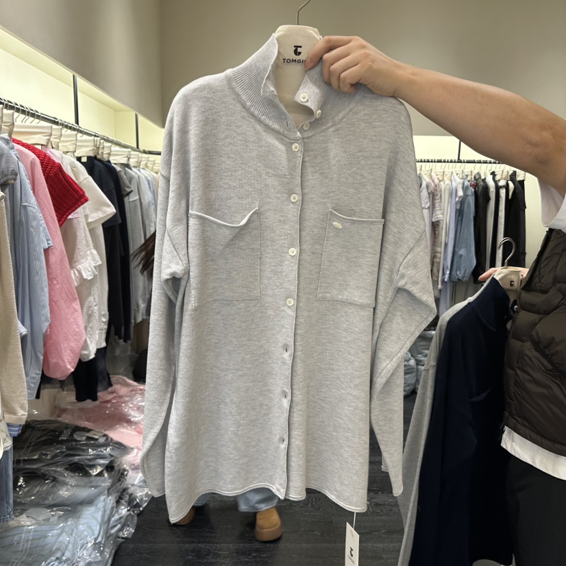 TOMGIRL韓國直郵實拍女士新款推薦職業26春夏人氣針織衫開衫TOMGIRL針織衫圖色1灰白色