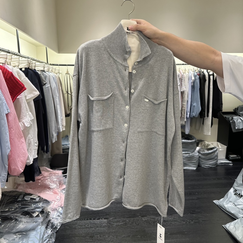 TOMGIRL韓國直郵實拍女士新款推薦職業26春夏人氣針織衫開衫TOMGIRL針織衫圖色2灰色