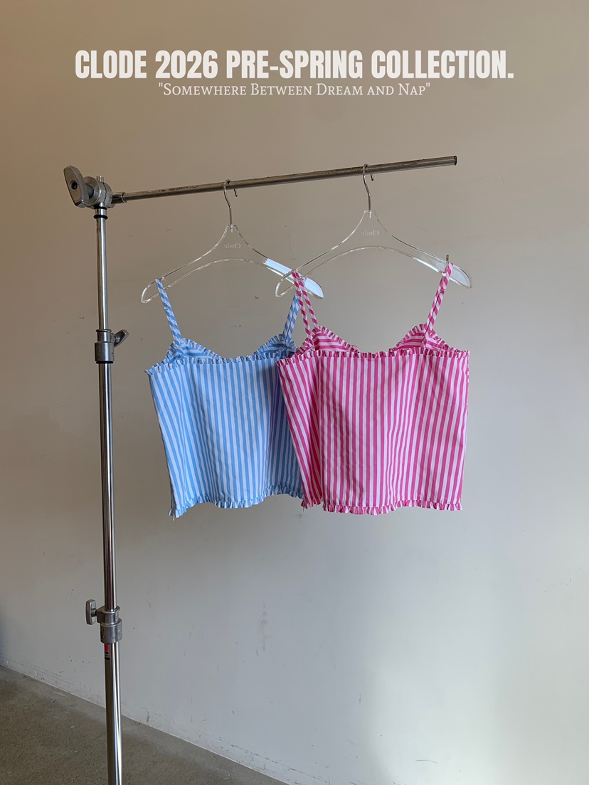 CLODE韓國代購女裝新款推薦時尚熱賣職業休閑吊帶背心條紋CLODE吊帶/背心