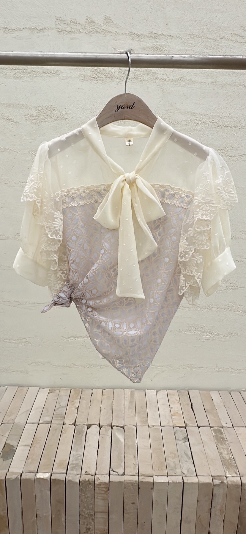 YARD韓國直郵實拍女士新款時尚26春夏休閑襯衫蕾絲衫雪紡YARD襯衫/蕾絲衫圖色1