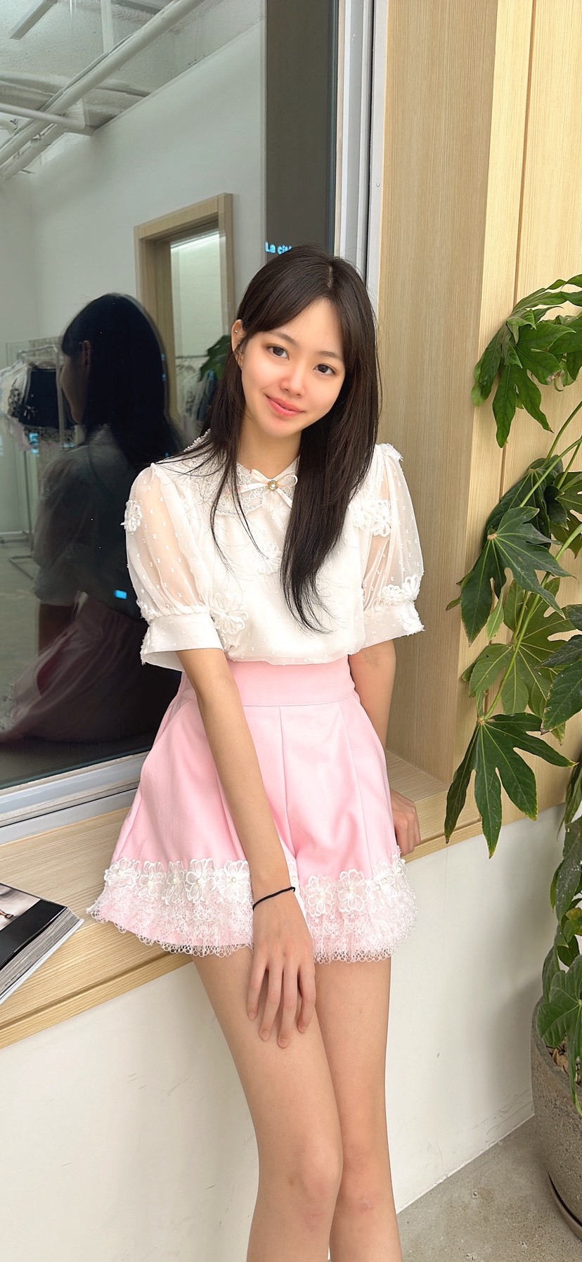 YARD韓國代購女裝新品熱賣人氣休閑襯衫蕾絲衫含胸花雪紡YARD襯衫/蕾絲衫