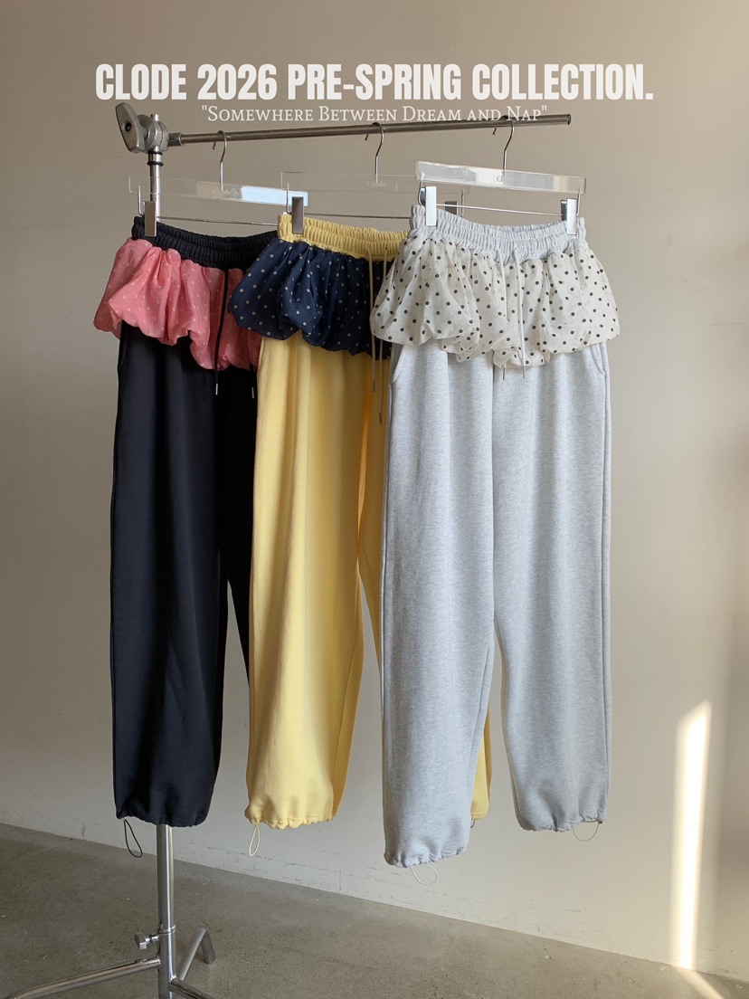 CLODE韓國直郵實拍女裝新款時尚熱賣人氣職業休閑褲圓點分層CLODE休閑褲